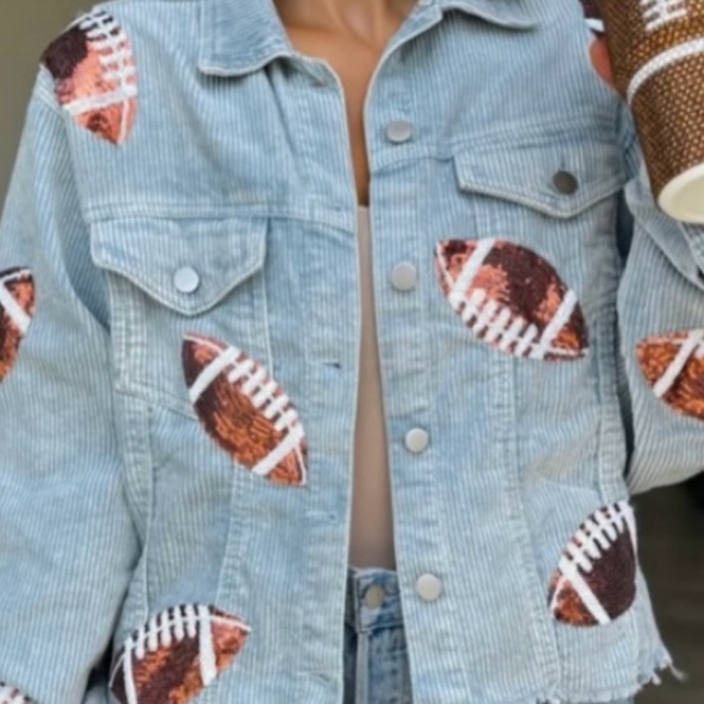 Corduroy Sequin FOOTBALL Jacket NWOT - Picture 5 of 8